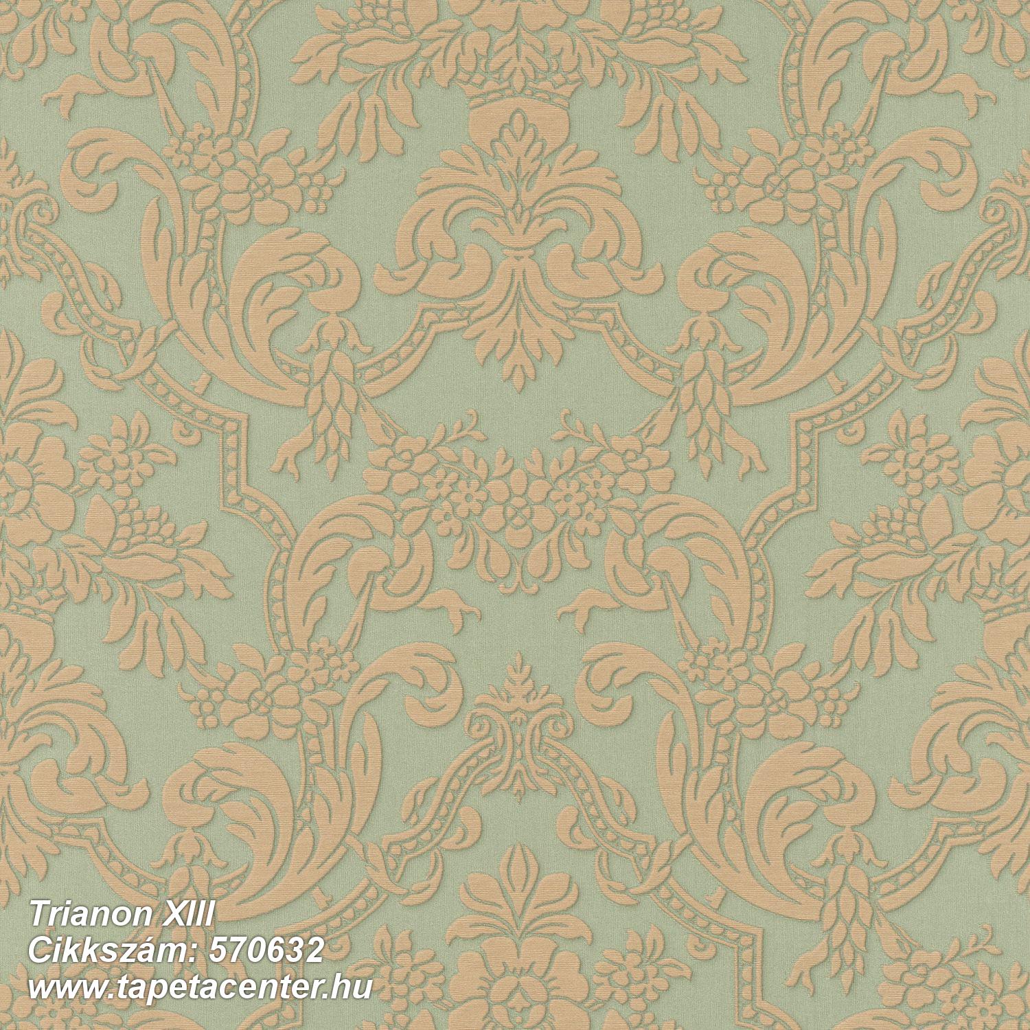 Barokk-klasszikus,természeti mintás,textil hatású,textilmintás,virágmintás,arany,zöld,lemosható,vlies tapéta 